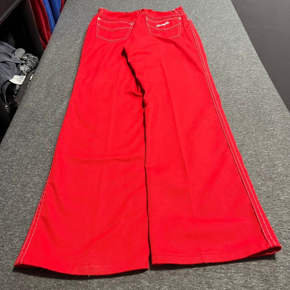 Vintage Wrangler Red Flare Leg Pants High Waisted 1960s Contrast Stitch 28x32 - Picture 2 of 8